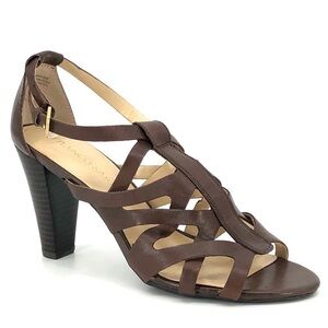 NEW Franco Sarto Kelli Chunky Heel Open Toe Cage Sandal Heels Size 8